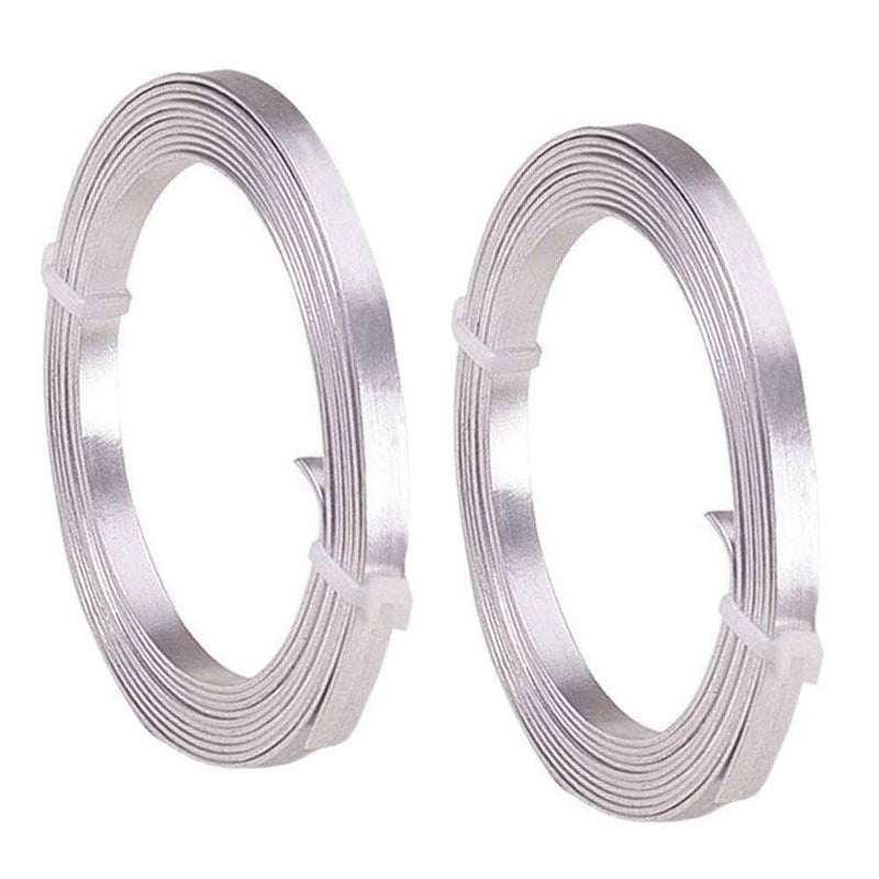 HANSPORTA Flat Aluminum Wire Bendable Flat Wire for Crafts 5mm Metal Strips for DIY Jewelry Making Bezel Sculpting Armature 18Gauge 6.5Feet/Roll 2Rolls (5mm Wide, Silver, 2) - Image 1